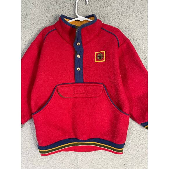 Little Levi’s Vintage Red Fleece Pullover Kids Size 6 Snap Collar Sweatshirt - Picture 3 of 14